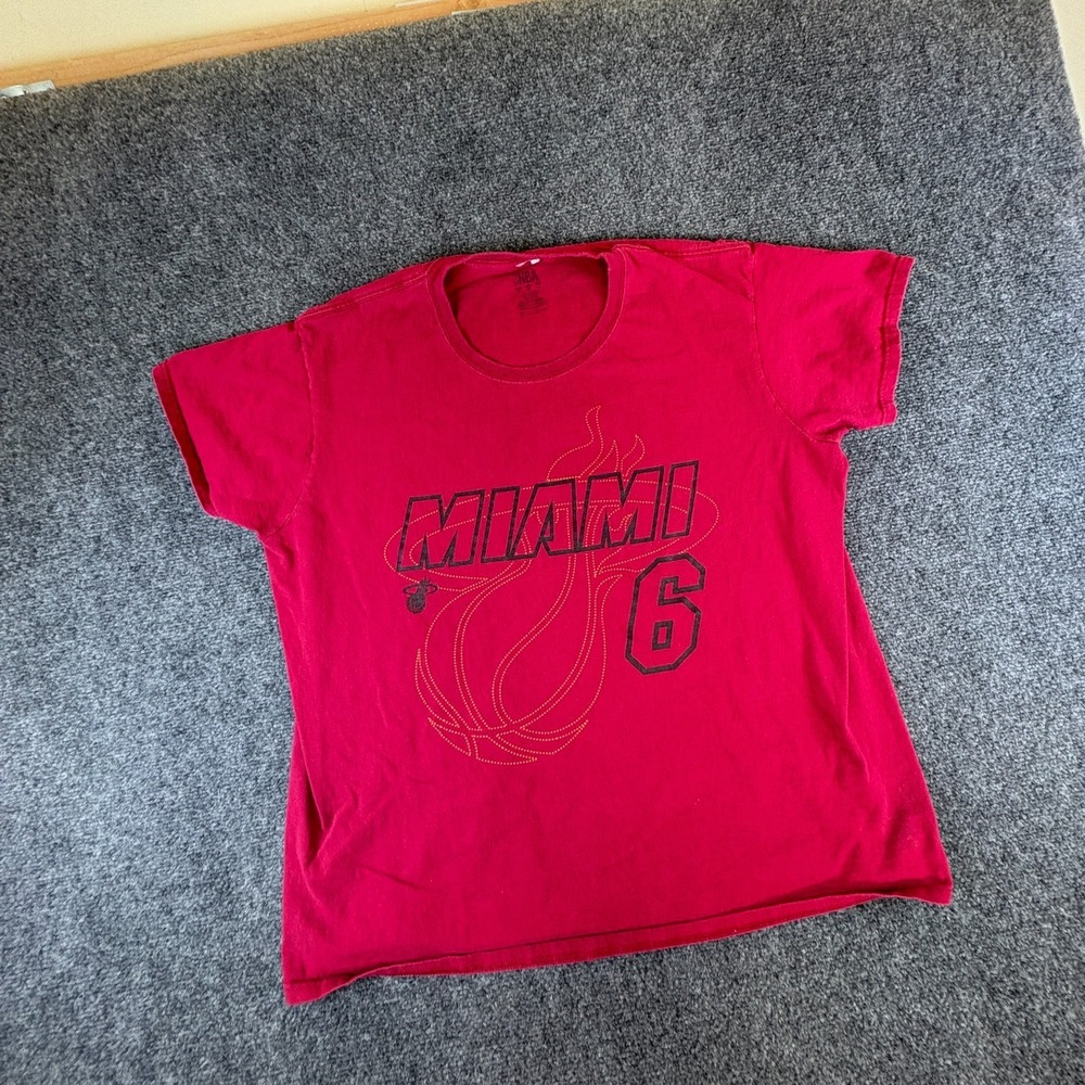 NBA Miami Heat Lebron James #6 Basketball T-Shirt Men XL Red Logo Graphic Cotton